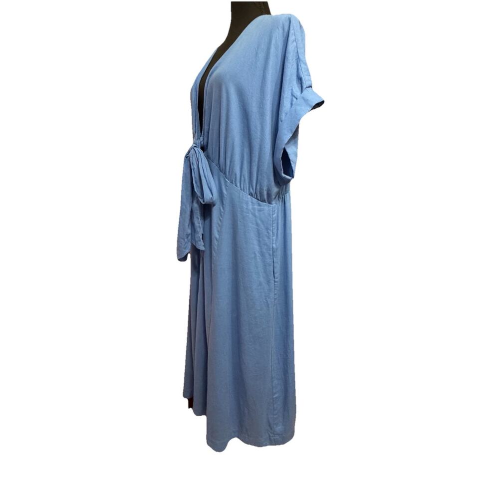 Maeve By Anthropologie Dress 16W Midi Tie Front Button Down Coastal Linen Blend - Picture 5 of 12
